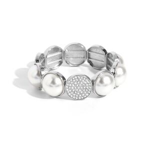 Elegant Silver and White Pearl Bracelet